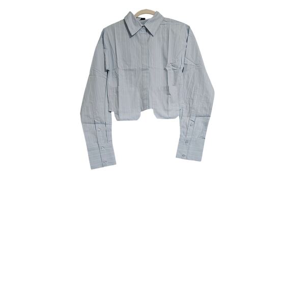 Pinstripe cropped button up top - Picture 1 of 6